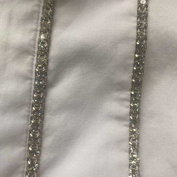 Area NYC Long Sleeve Button Up Pleated Crystal Shirt - Picture 8 of 11